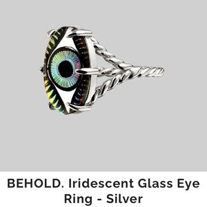 BEHOLD Iridescent Glass Eye Ring - Sterling Silver